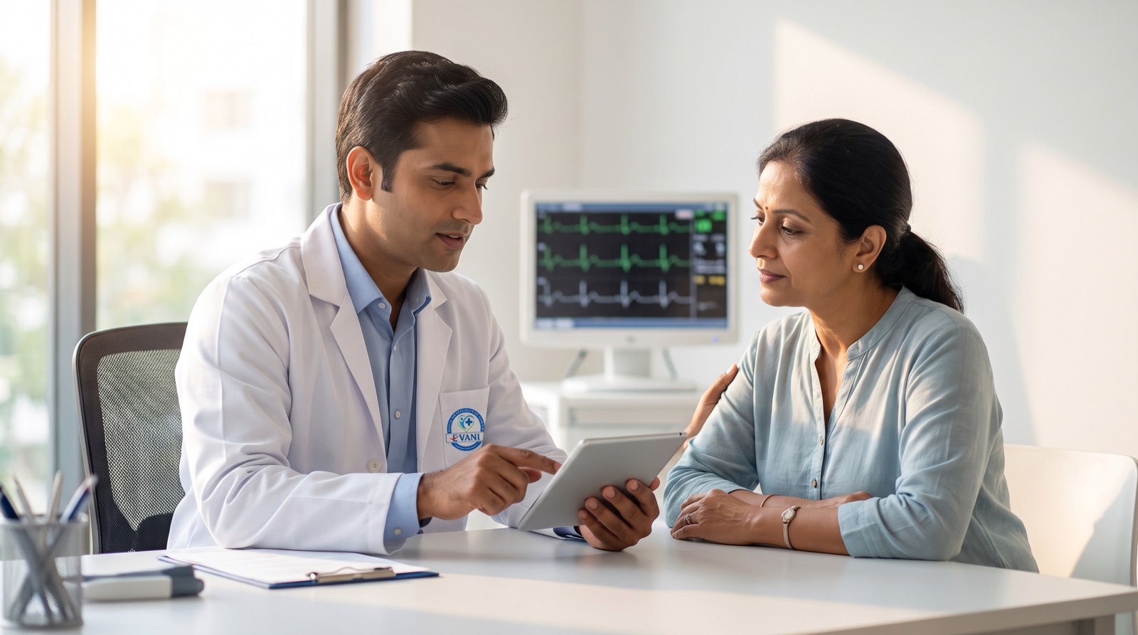 Cardiologist explaining a result to a patient
