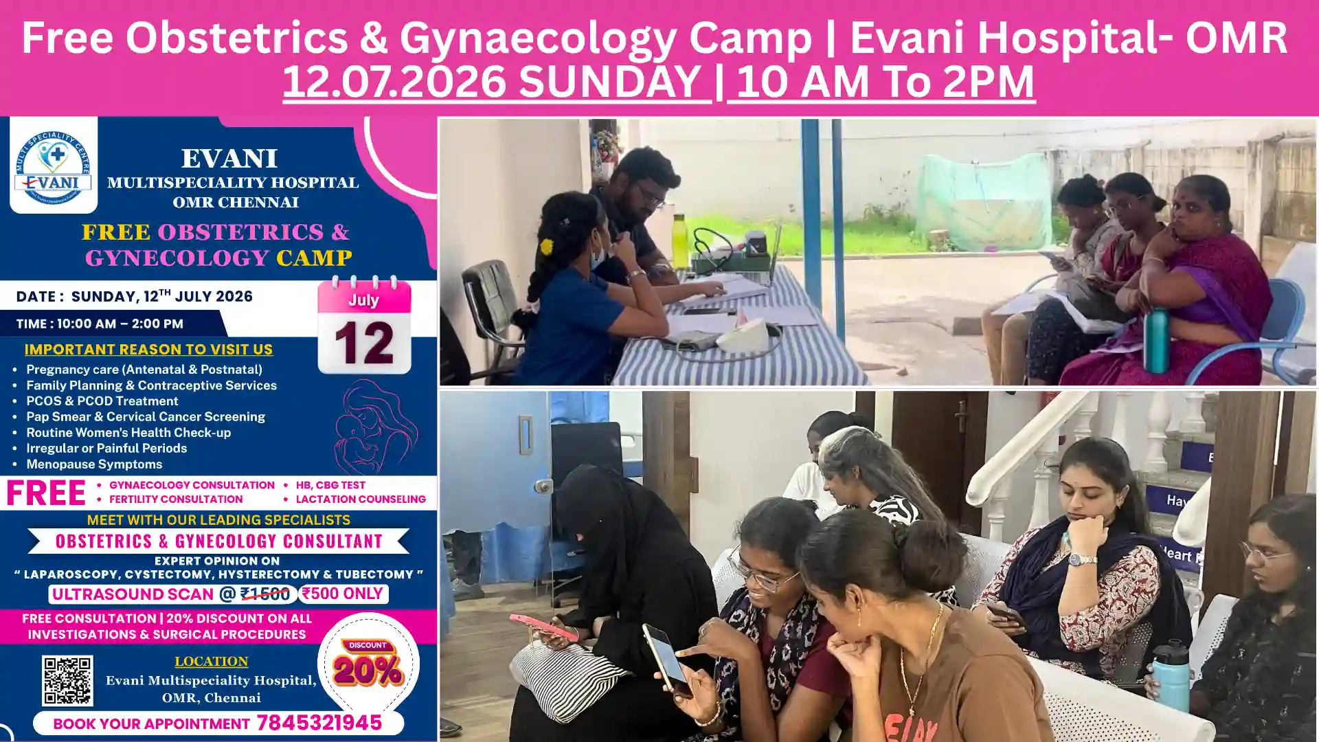 FREE Obstetrics & Gynaecology Camp Evani Hospital OMR Chennai (1)